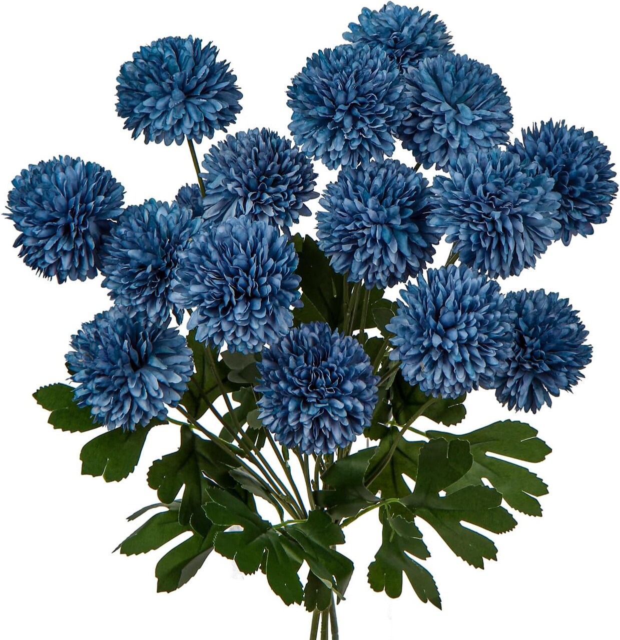 4-Pack 23-Inch Artificial Chrysanthemum Flowers – Rustic Faux Mums, Blue Silk Flower Arrangement for Home, Table, Porch, Garden, Wedding & Seasonal Décor